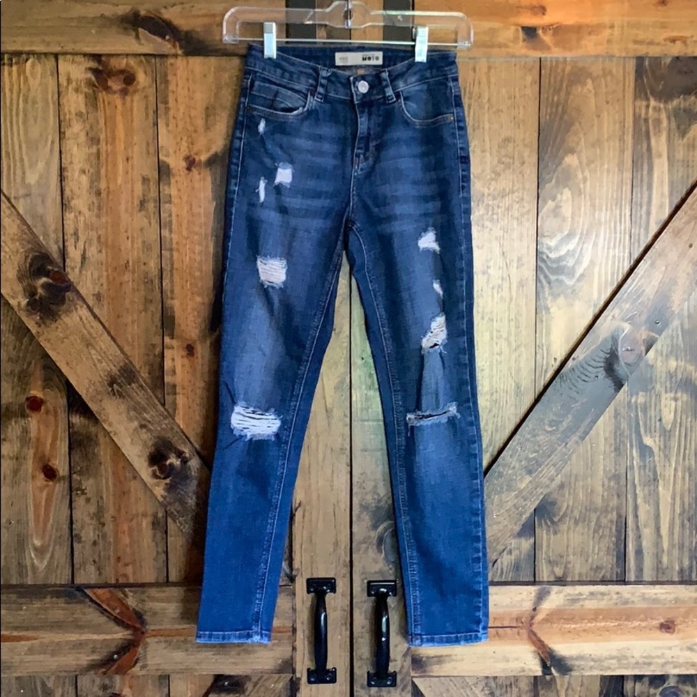 NWOT Topshop hi rise Moto skinny distressed jeans